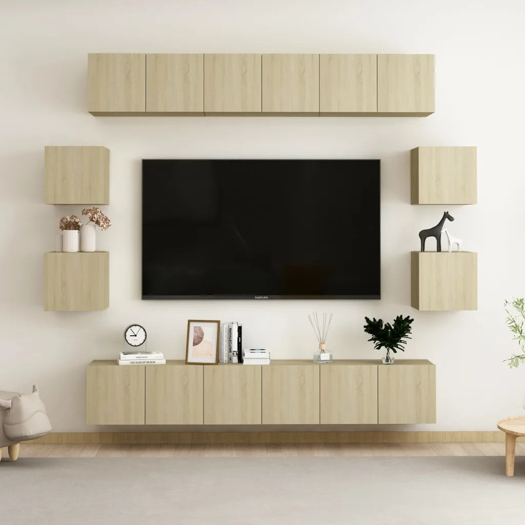 Set Porta TV 10 pz Rovere Sonoma in Truciolato cod mxl 11917