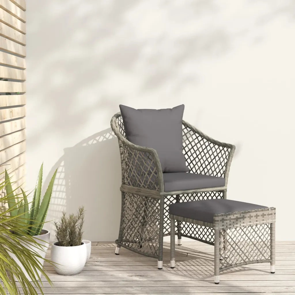 Set di Divani da Giardino 2 pz con Cuscini in Polyrattan Grigiocod mxl 95483