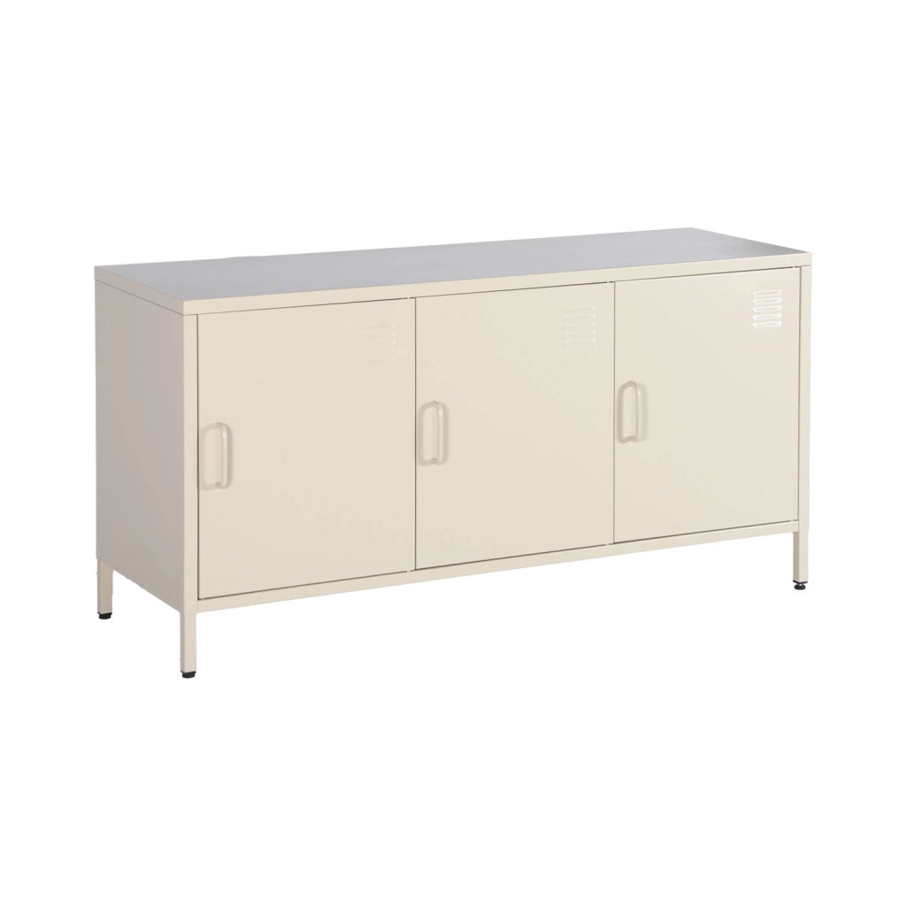 Mobile tv industriale in metallo 3 ante 120cm, crema
