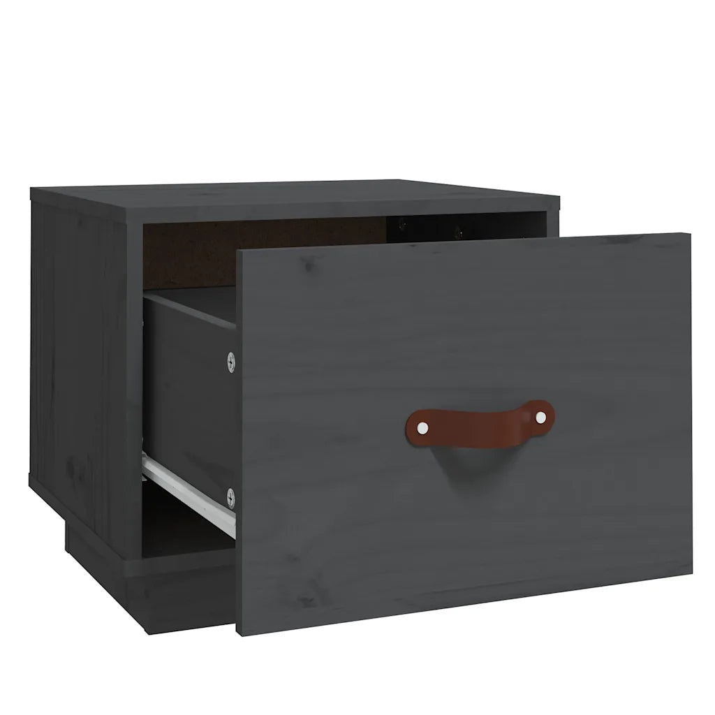 Comodini 2 pz Grigi 40x34x35 cm in Legno Massello di Pino cod mxl 30789