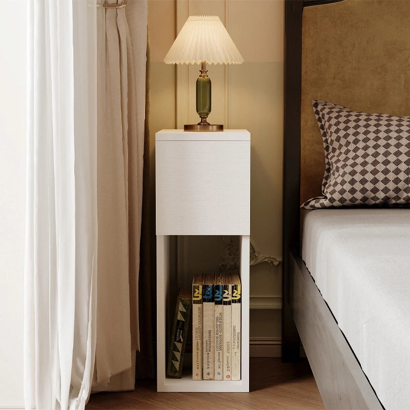 Comodino bianco con cassetto, tavolino con ripiano, moderno loft camera da letto 55 cm
