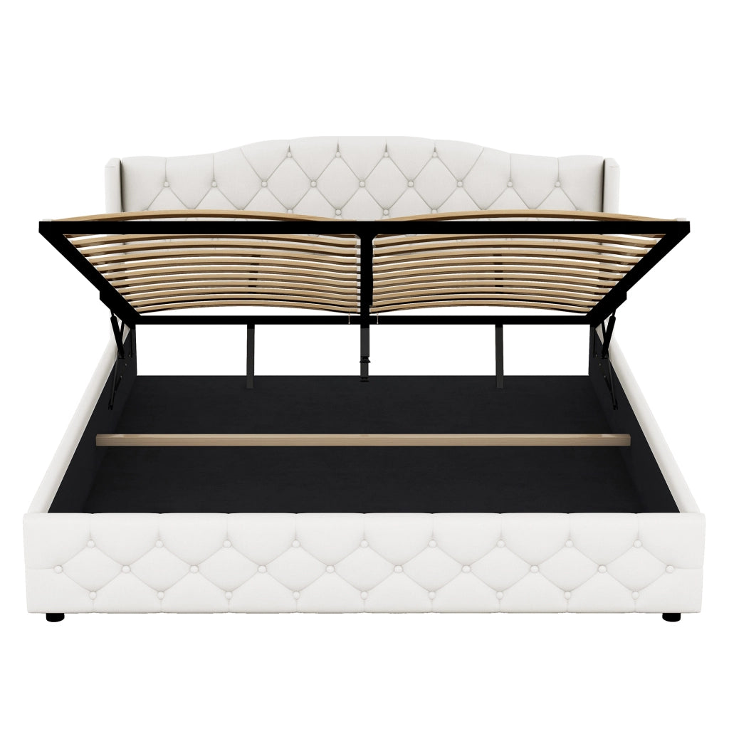 letto imbottito lino beige 180 x 200 cm