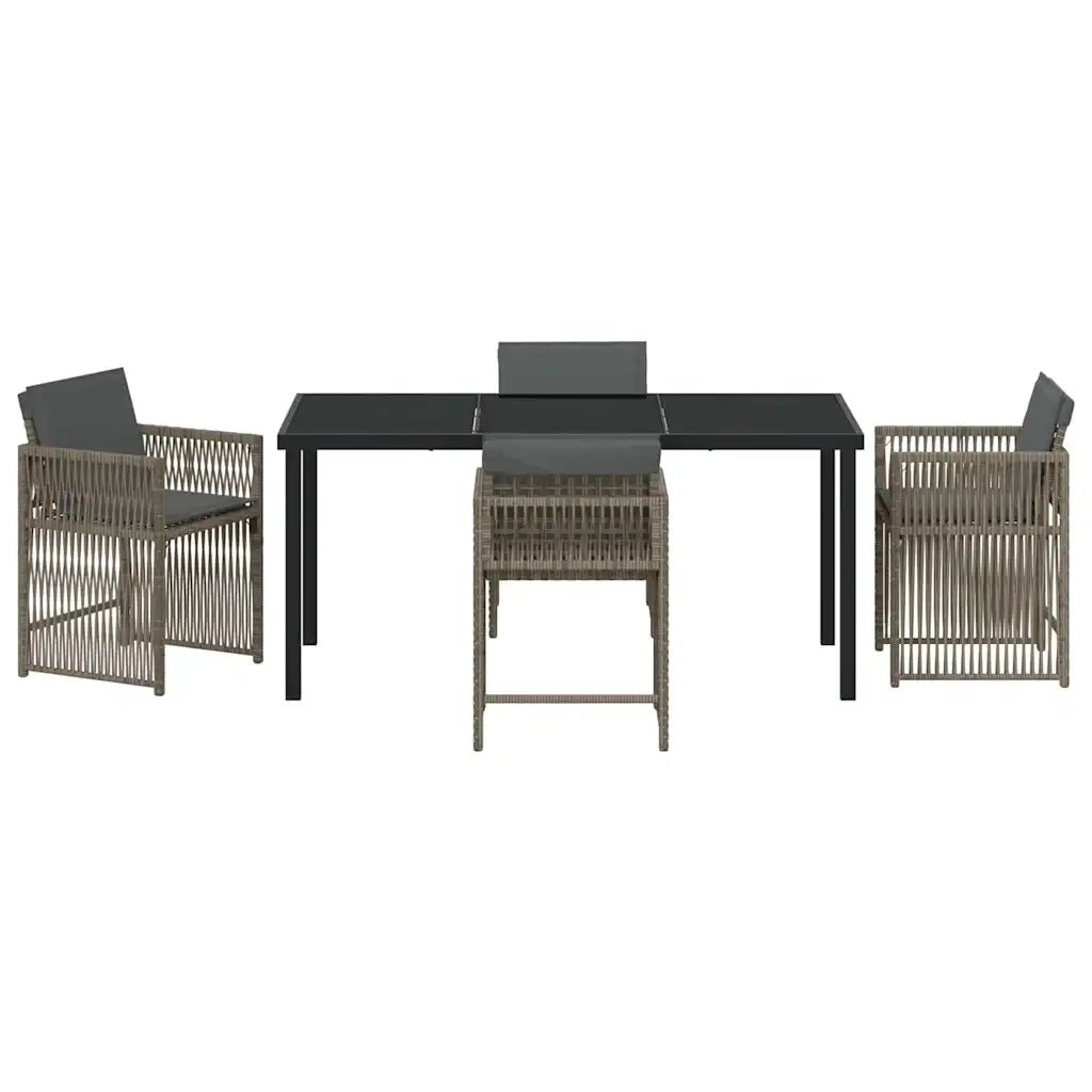 Set da Pranzo per Giardino 5 pcs Grigio polyrattan 3380779