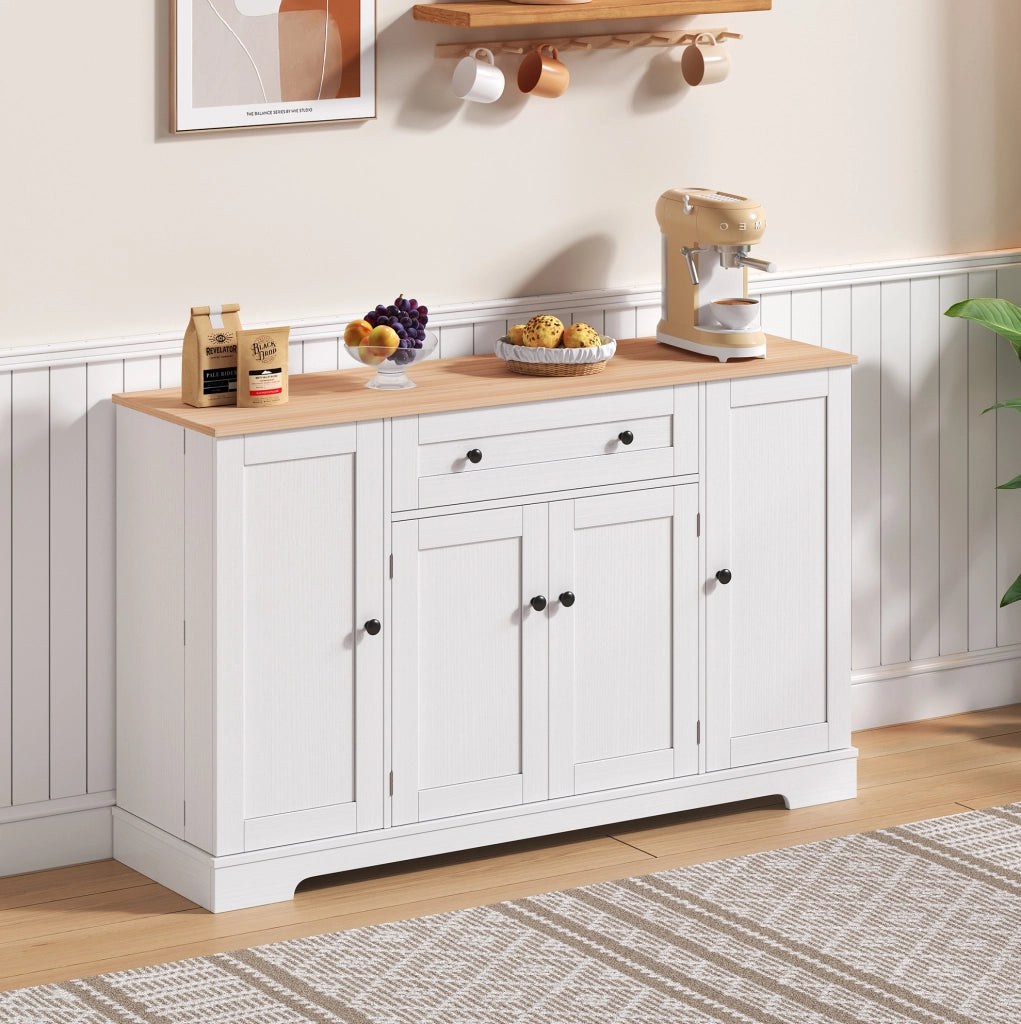 Credenza da cucina 138 cm con cassetto e ripiani regolabili