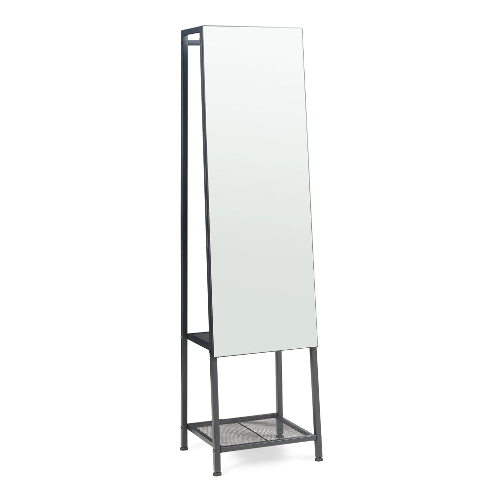 Specchio da Terra Klilbojle con Appendiabiti 160 x 40 x 35 cm - Nero [en.casa]