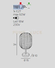 LUMETTO OTTONE SAT. 1 LUCE VETRO BLU 1181OS-P-BL