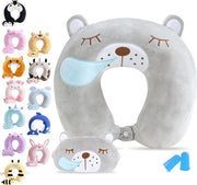 Cuscino di Supporto per Cervico per Bambini con Maschera da Sonno a Forma di U, con Supporto per Testa e Collo, Ideale per Viaggi in Auto, Aereo o Bus, Regalo per Bambini
