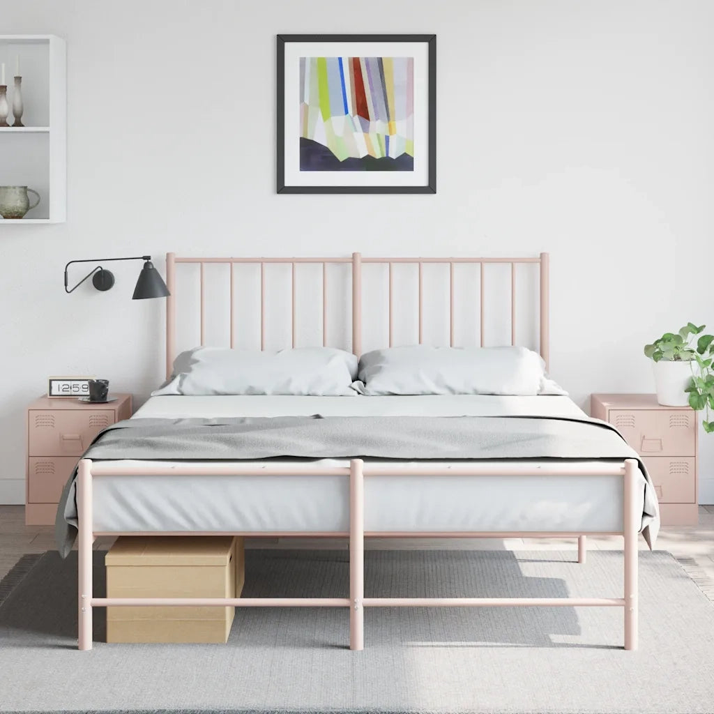 Set di 2 Comodini | Armadio da Notte | Mobiletto da notte Rosa 34,5x39x44 cm in Acciaio