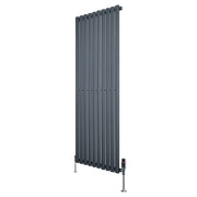 Radiatore Verticale Ovale 1600x600mm Grigio Antracite con Valvole TRV