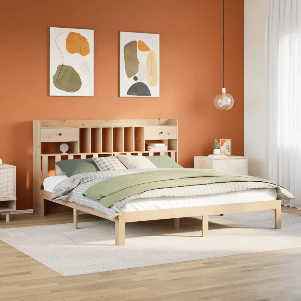 Letto Libreria senza Materasso 180x200 cm in Legno di Pino 3322607