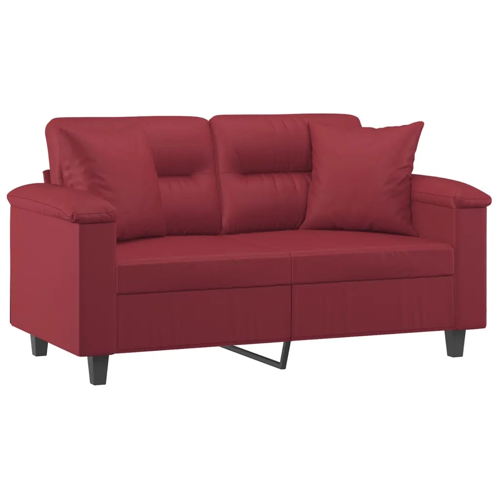 Divano a 2 Posti con Cuscini-Sofa 2 Posti con Cuscini Rosso Vino 120 cm in Similpelle 846652
