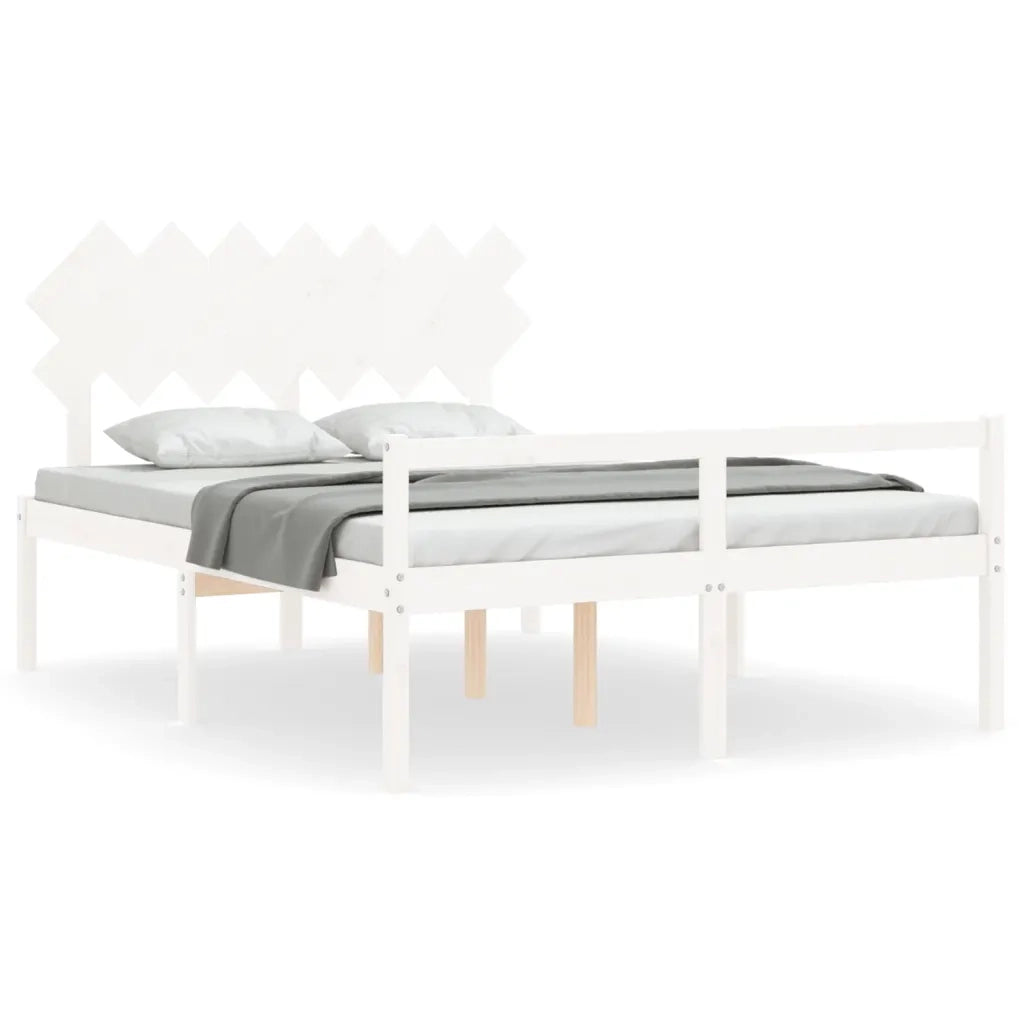 Letto per Anziani con Testiera Bianco 140x190 cm Legno Massellocod mxl 77244