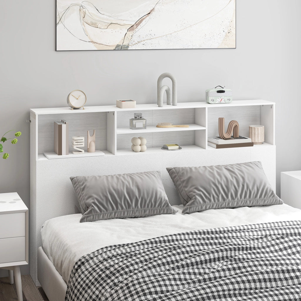 Testiera con cassetti e contenitore ¨C zephmum ¨C bianco 160x20.2x108.2 cm