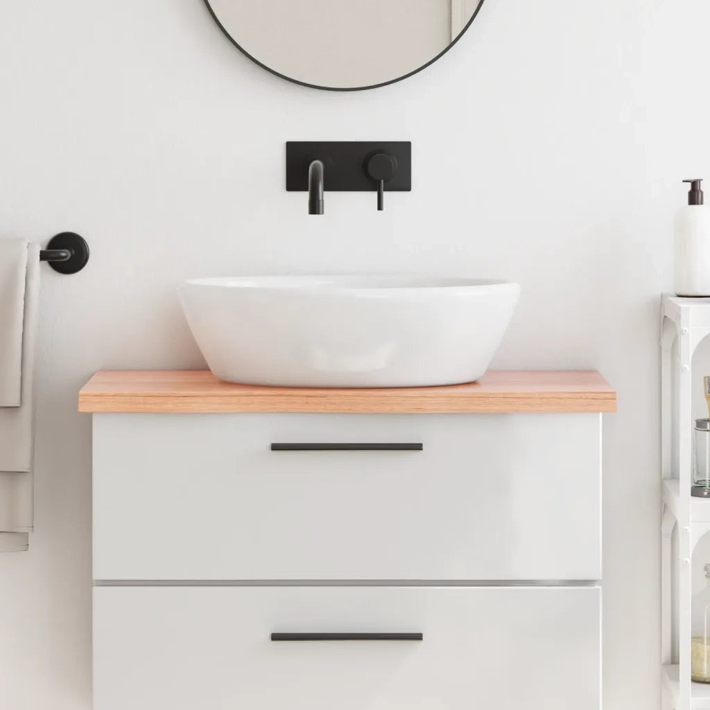 Piano Bagno Marrone 80x40x(2-4) cm Legno Massello Trattato 3156117