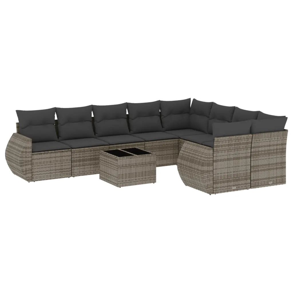 Set Divano da Giardino 10 pz con Cuscini Grigio in Polyrattancod mxl 88819