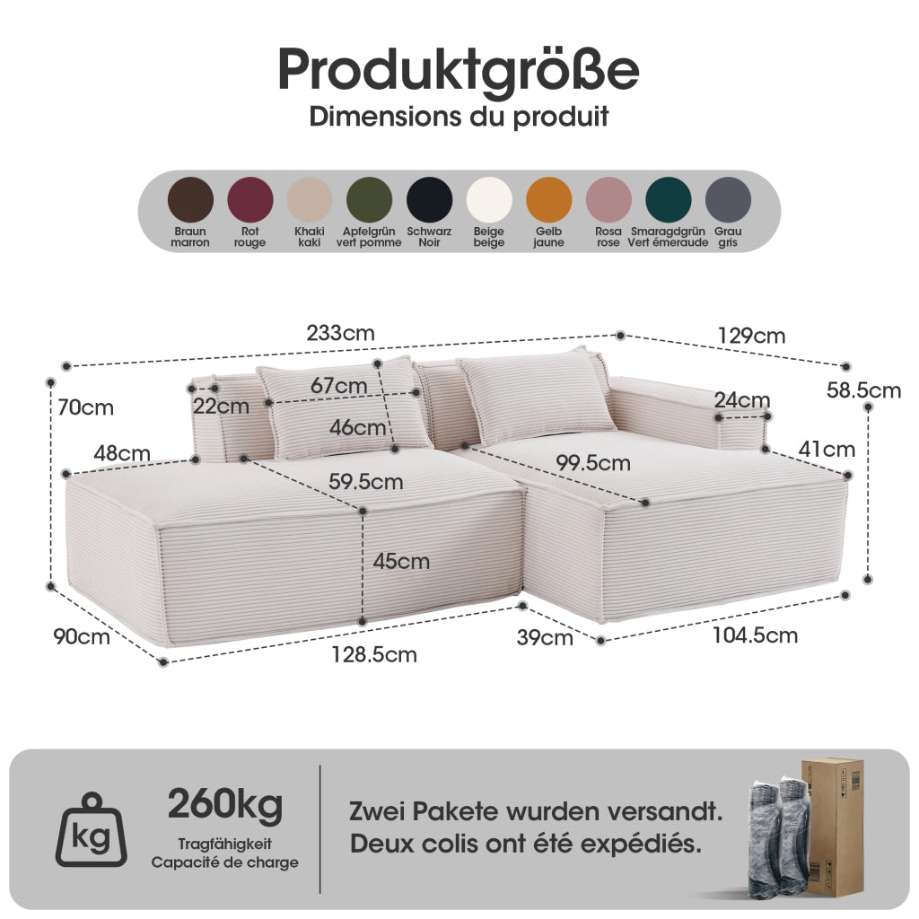 Divano compatto in poliestere con seduta elastica e 2 cuscini per piccoli spazi casa e ufficio beige 235 cm