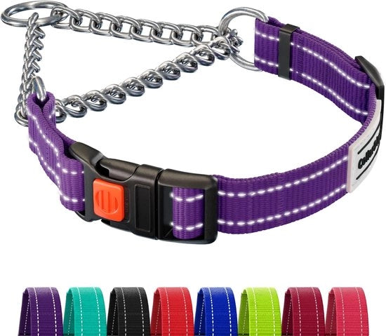Cinturone di Training Riflettente per Cani - Cinturone di Training Adattabile per Cani (M, Lunghezza del Collo 14"-17", Blu Scuro)