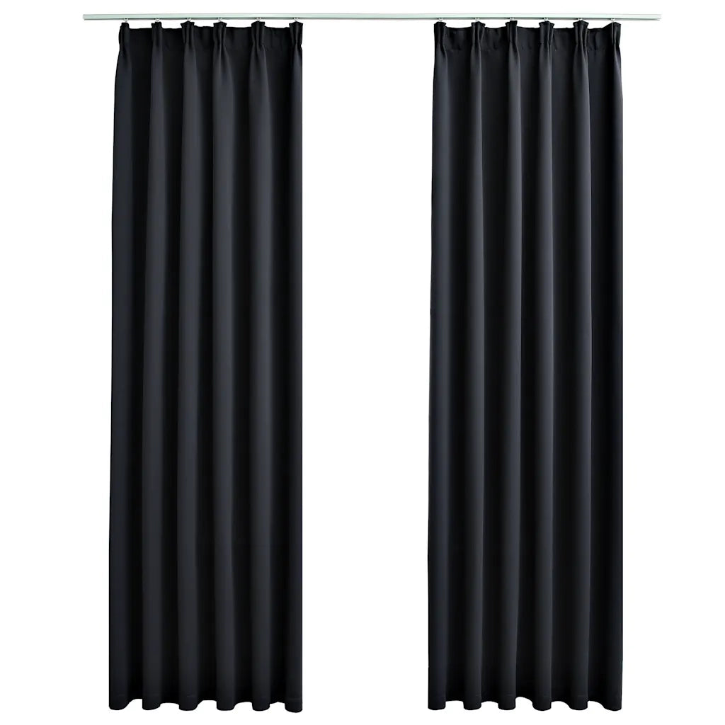 Tende Oscuranti con Ganci 2 pz Nere 140x225 cm cod mxl 76045