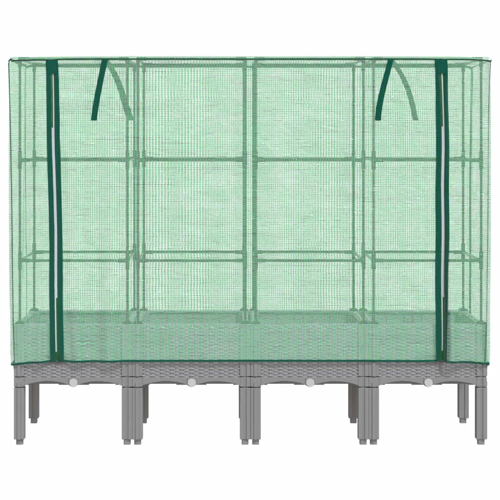 Aiuola rialzata/fioriera con copertura effetto rattan 160 x 40 x 140 cm grigio chiaro 02_0038759