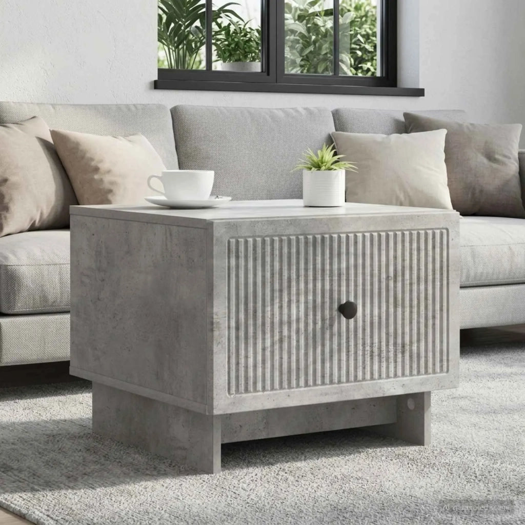 Tavolino da salotto con cassetto Grigio Cemento 49 x 50 x 40 cm 894048
