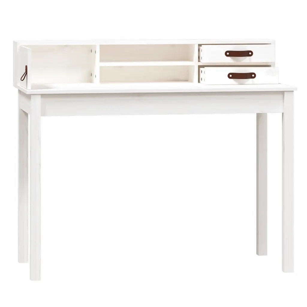 Scrivania Bianca 110x50x93 cm in Legno Massello di Pino 823530