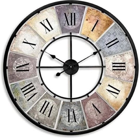 Orologio per interni XXL - orologio in metallo antico - acciaio inox - numeri romani - grande per salotto - diametro 50 cm