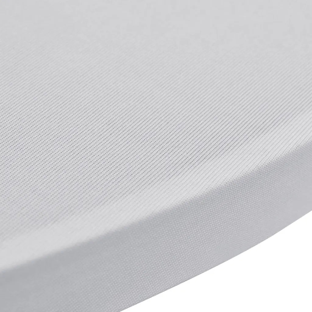 Copritavolo ?70 cm Bianco Tessuto elasticizzato 2 pezzi 241202