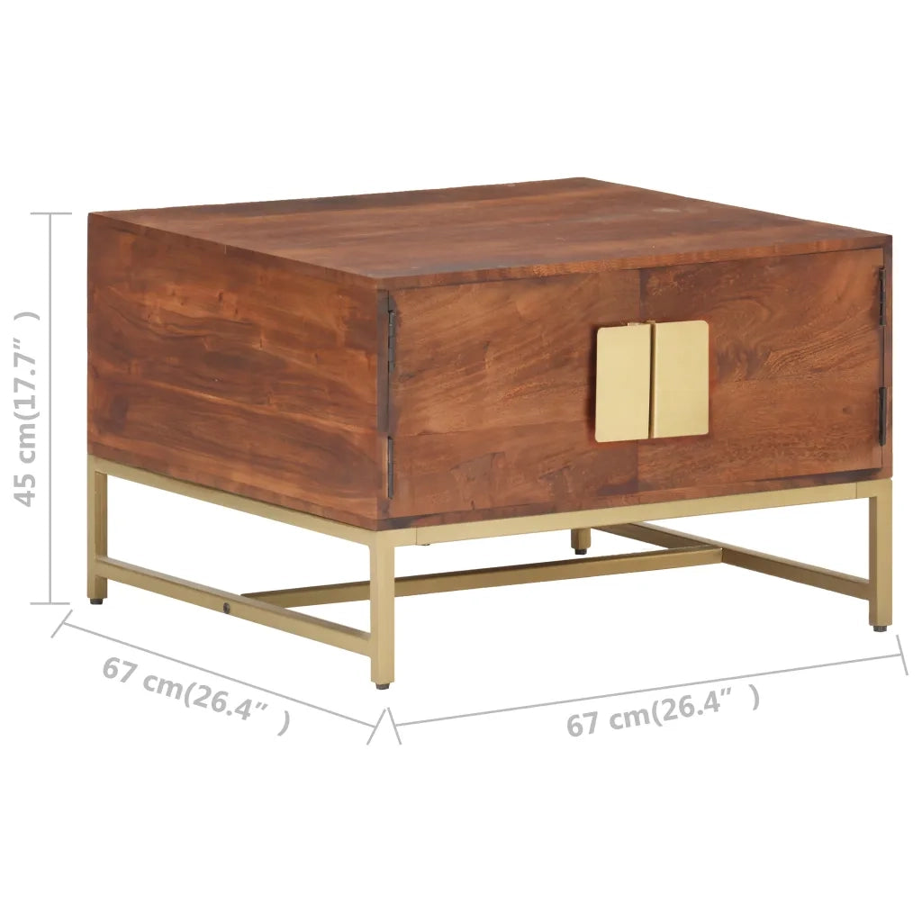 Tavolino da CaffÃ¨ Marrone Miele 67x67x45 cm in Massello Acacia cod mxl 18346