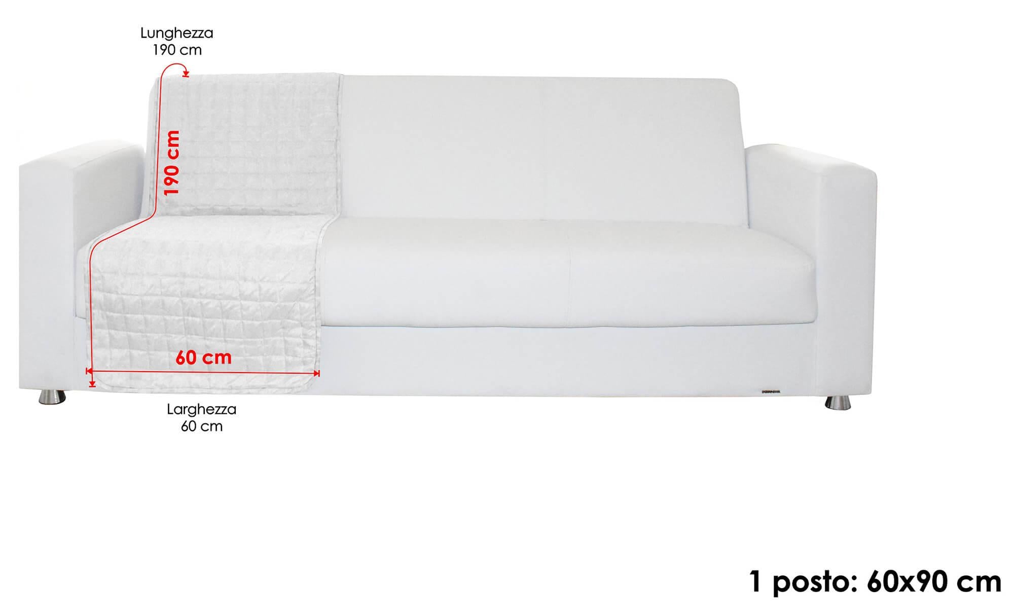 Copridivano a Fascia 1 Posto 60x190 cm in Microfibra Doubleface Blu Scuro/Grigio Chiaro