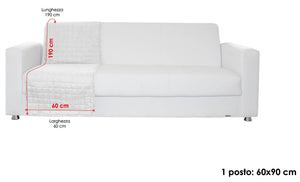 Copridivano a Fascia 1 Posto 60x190 cm in Microfibra Doubleface Blu Scuro/Grigio Chiaro