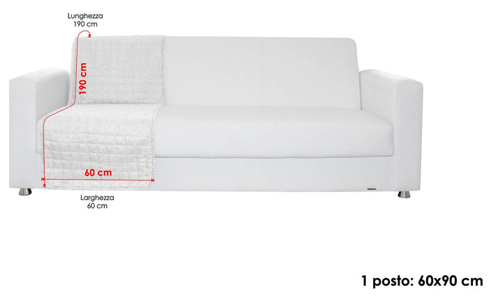 Copridivano a Fascia 1 Posto 60x190 cm in Microfibra Doubleface Blu Scuro/Grigio Chiaro