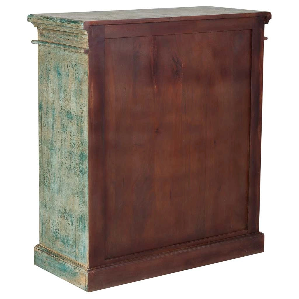 Credenza in legno e vetro con 2 ante, blu 90x40x100h cm