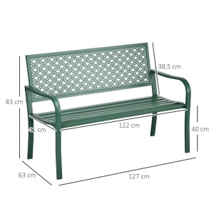 Panchina Da Giardino – Design Ergonomico – 127 x 63 x 83 cm – Acciaio – Verde Scuro – Per Terrazza E Balcone