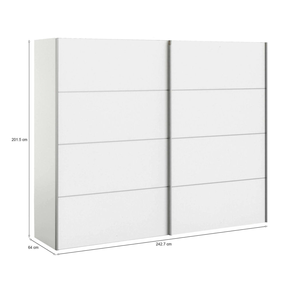 Guardaroba 2 ante Avelengo, Mobile camera da letto, Cabina armadio portabiti, Armadio appendiabiti, 243x64 h202 cm, Bianco