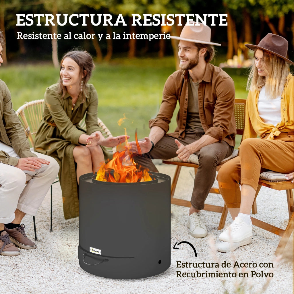 Brasero da Esterno Rotondo con Griglia e Cenerino ¨C Zephmum ¨C Nero ?45x42 cm