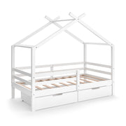 Vitalispa Letto montessori bambini Bianco 160 x 80 cm con scatole portaoggetti