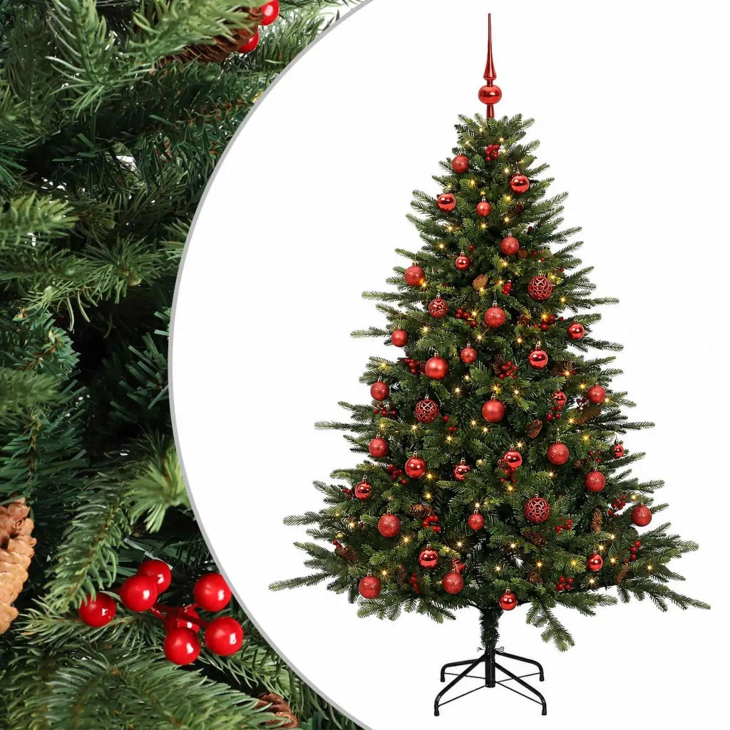 Albero di Natale artificiale con palline 120 cm 150 LED 3465869