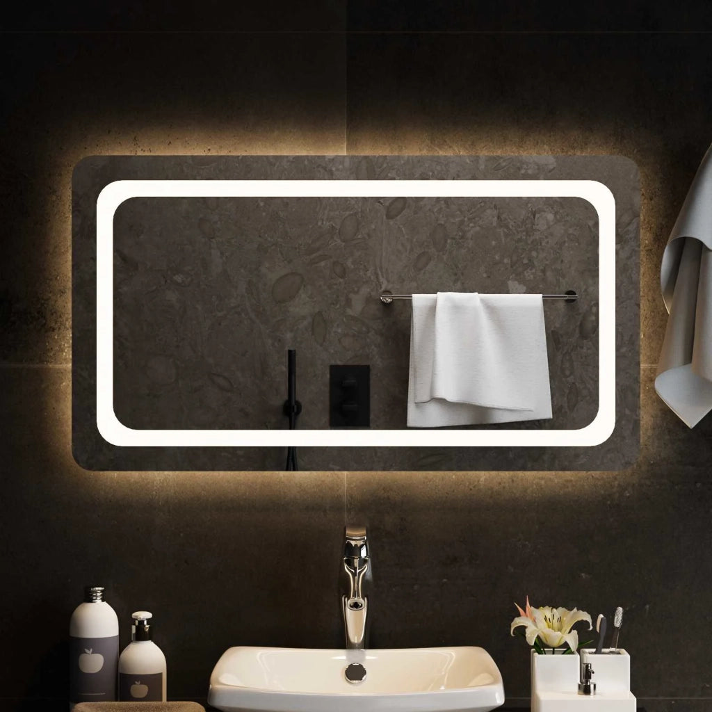 Specchio da bagno LED Trasparente 90 x 50 cm vetro temperato 42045839