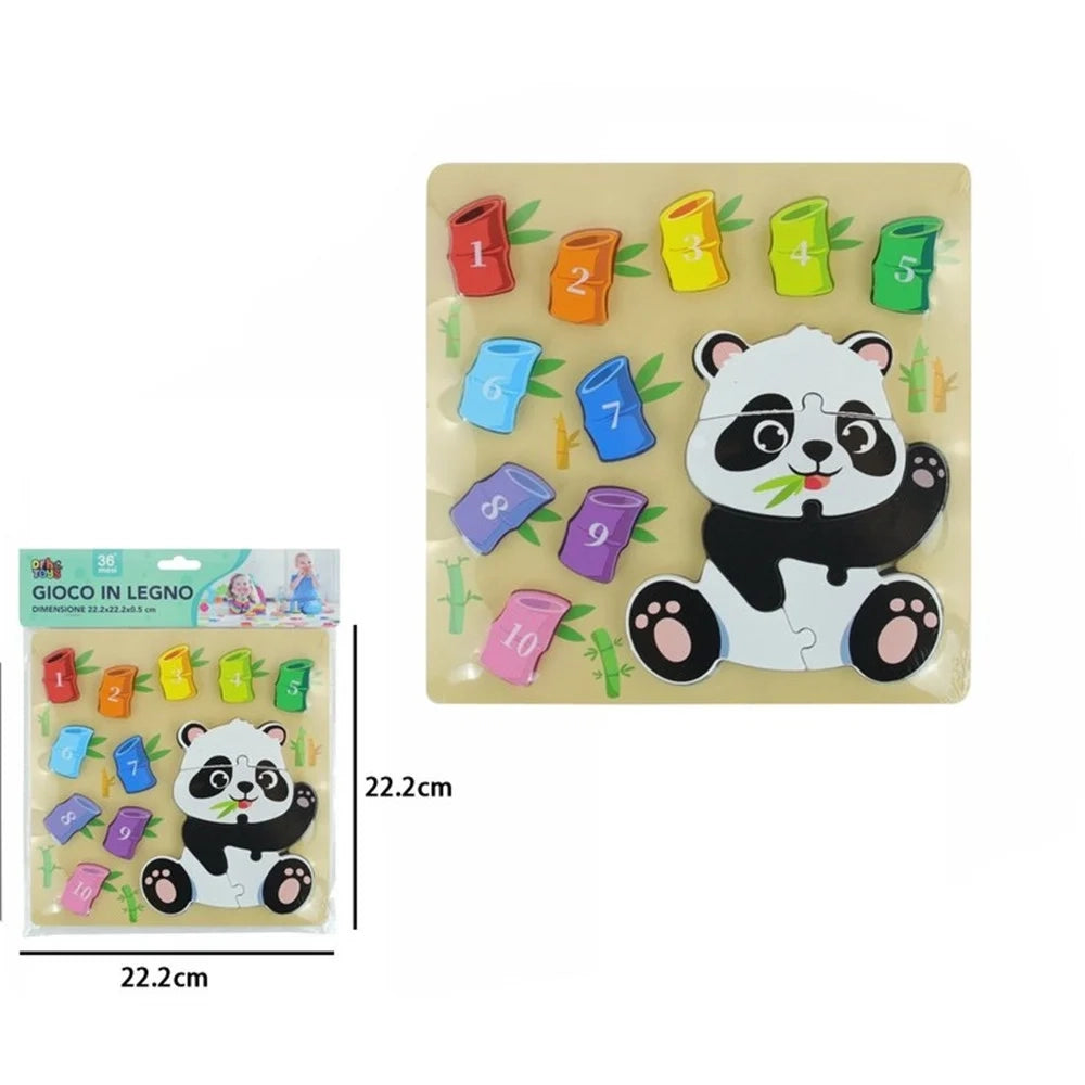 Trade Shop - Gioco Di Conteggio Abbinamento Numeri Puzzle In Legno Tema Panda Per Bambini 32372 -