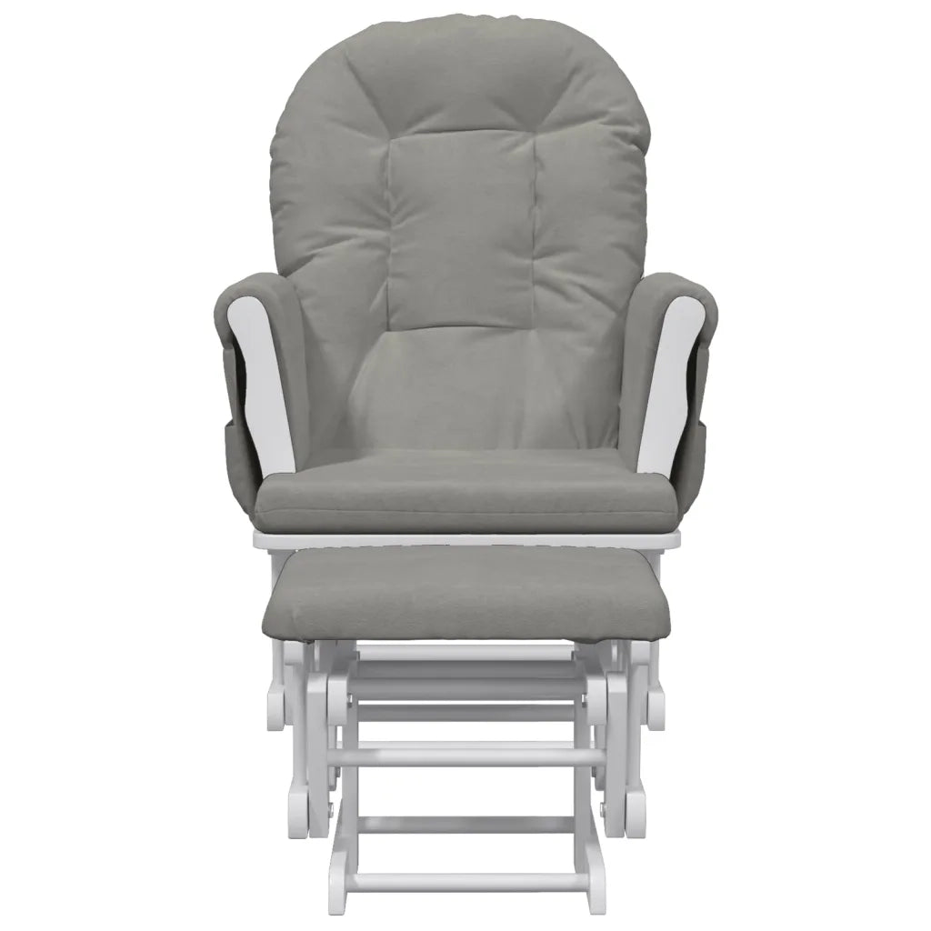 Poltrona Glider con Sgabello-Sedia a dondolo Grigio Chiaro in Tessuto 704825