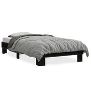 Letto singolo | Letto per adulti | Giroletto Nero 90x190 cm in Legno Multistrato e Metallo