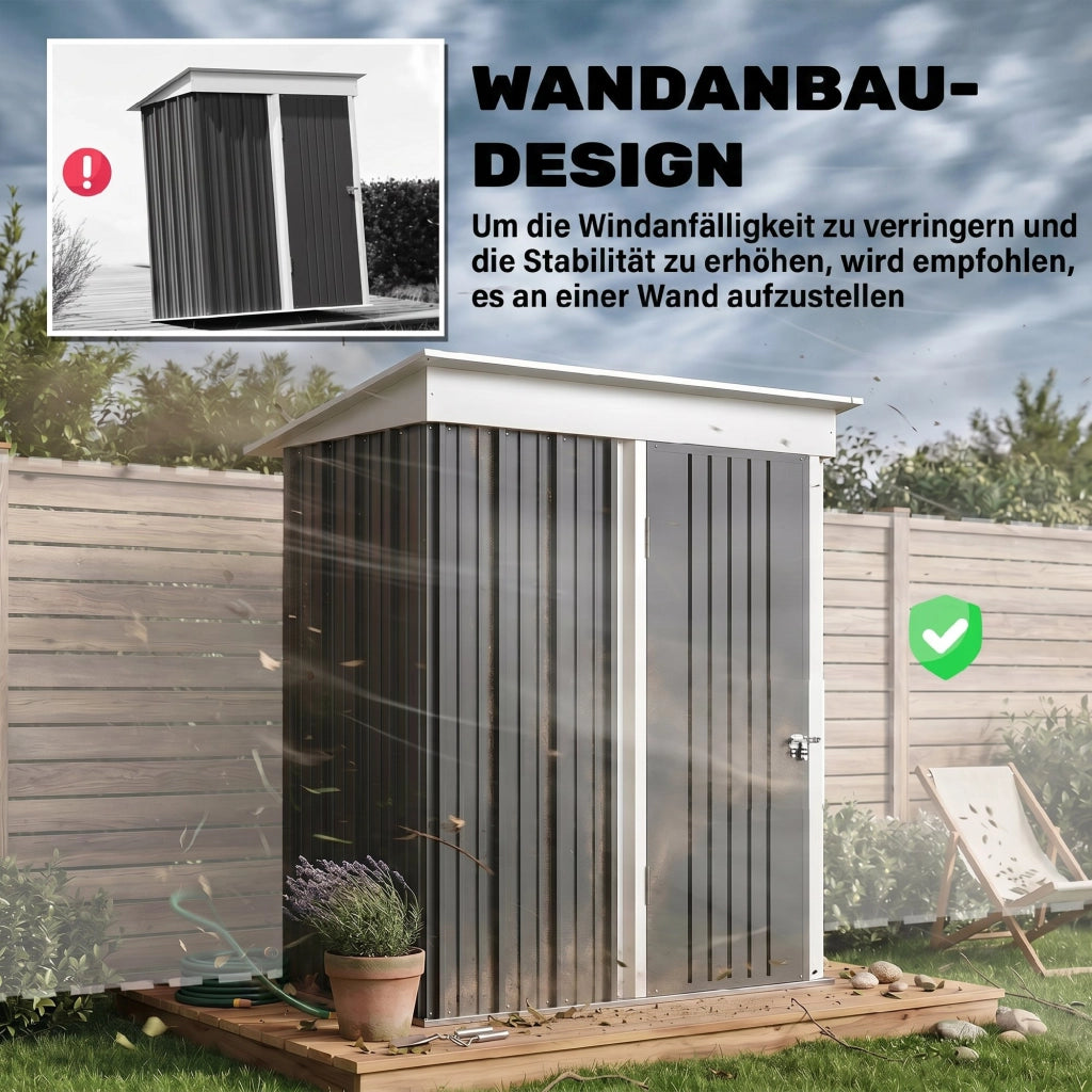 Capanno per attrezzi da giardino in acciaio ondulato ¨C zephmum ¨C colore grigio scuro