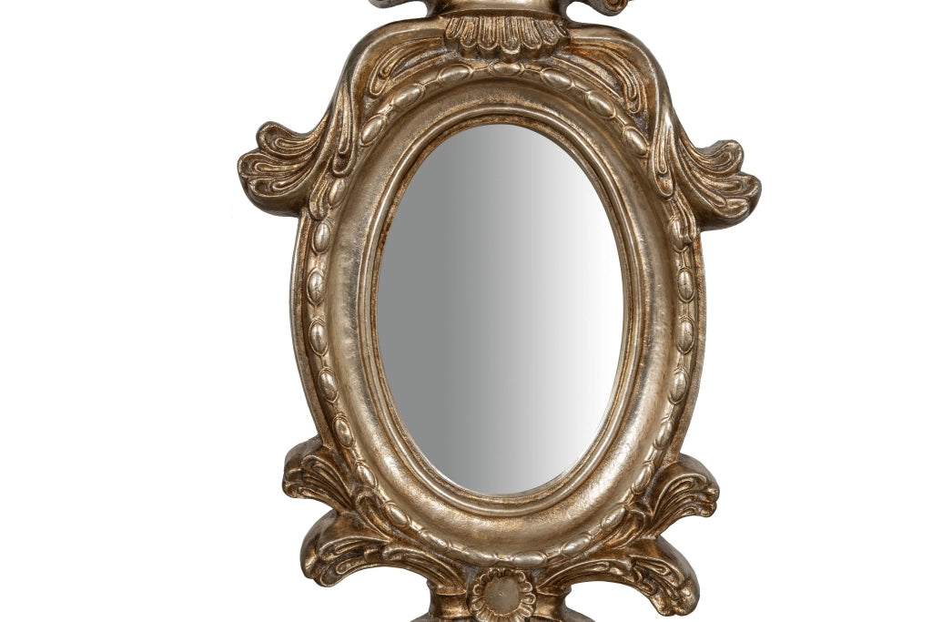 Biscottini SPECCHIERA DA APPOGGIO IN LEGNO FINITURA FOGLIA ARGENTO ANTICATO MADE IN ITALY