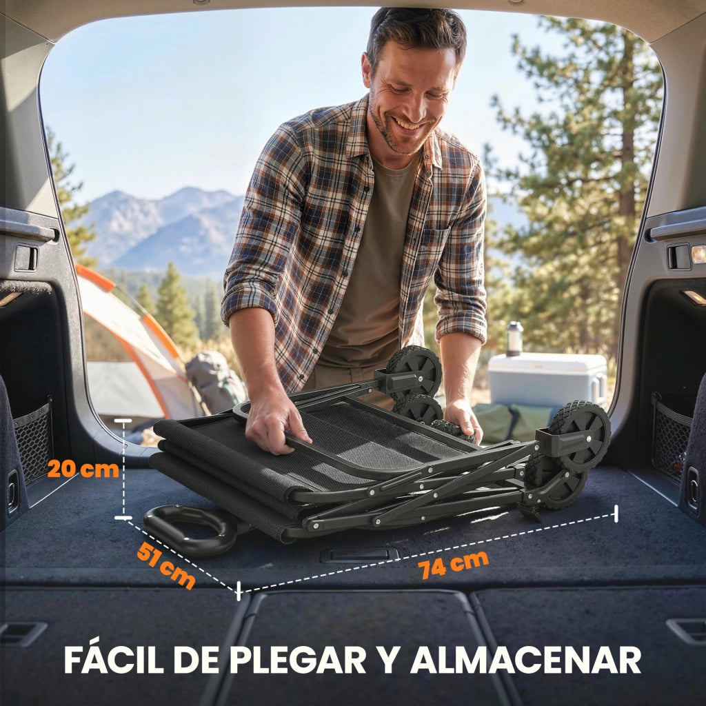 Carrello da Giardino Pieghevole con Ruote Bloccabili ¨C zephmum ¨C Nero 85x50x99 cm