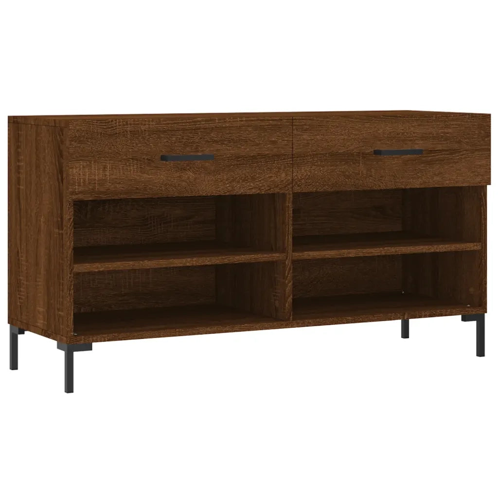 Panca Porta Scarpe | Scarpiera | Mobile per scarpe Rovere Marrone 102x35x55cm Legno Multistrato