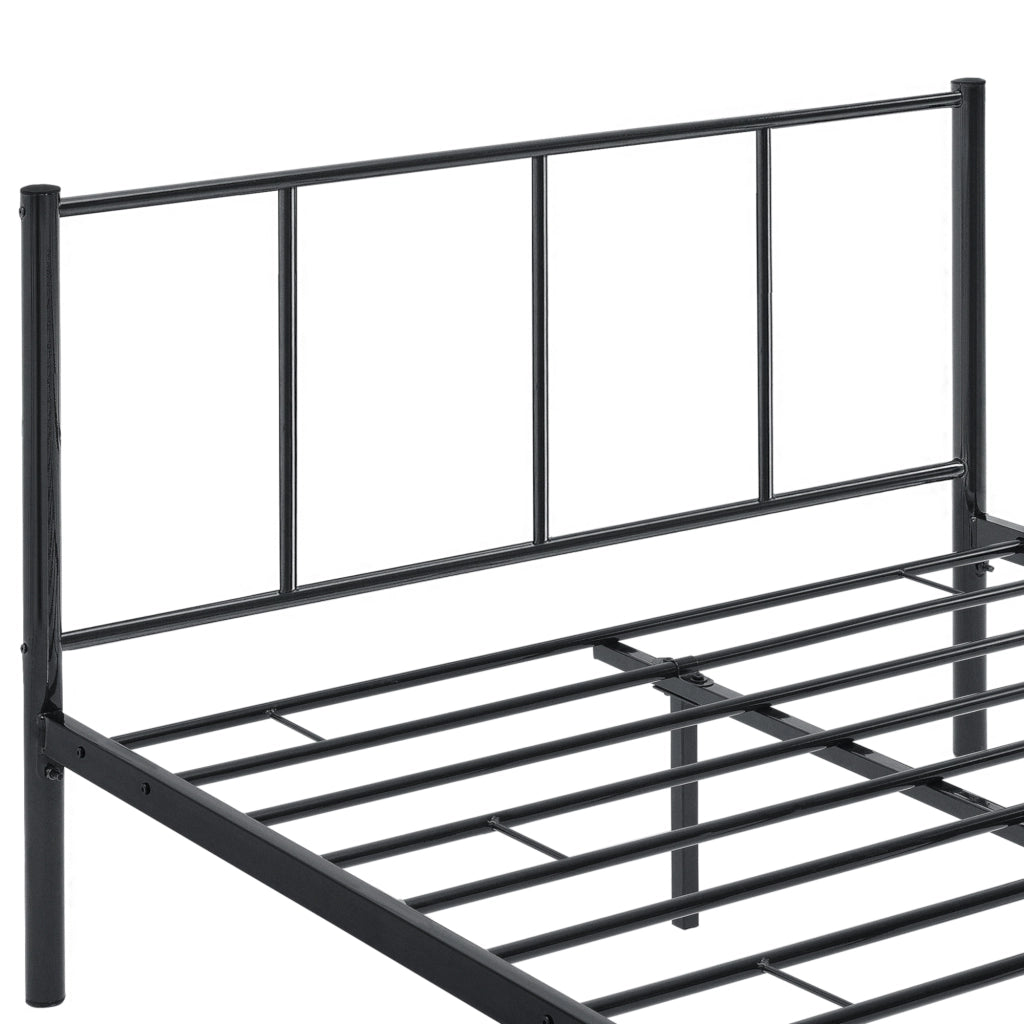 Letto Matrimoniale Laos 160x200 cm con Testiera e Pediera - Acciaio Nero [en.casa]