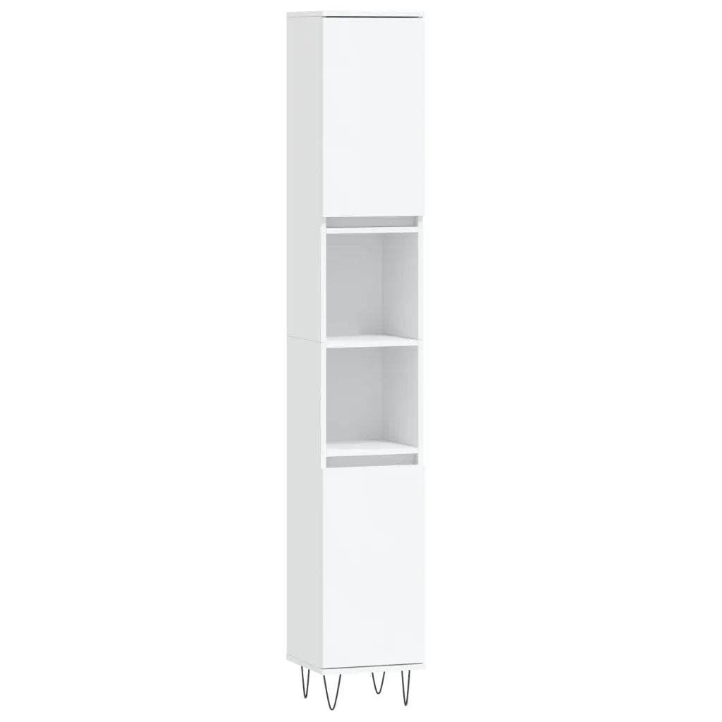 Mobiletto da bagno 30 x 30 x 190 cm spazio contenitivo flessibile stile industriale legno bianco 02_0048988