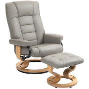 Poltrona relax reclinabile girevole con poggiapiedi ¨C Xylo ¨C tessuto grigio e struttura in legno
