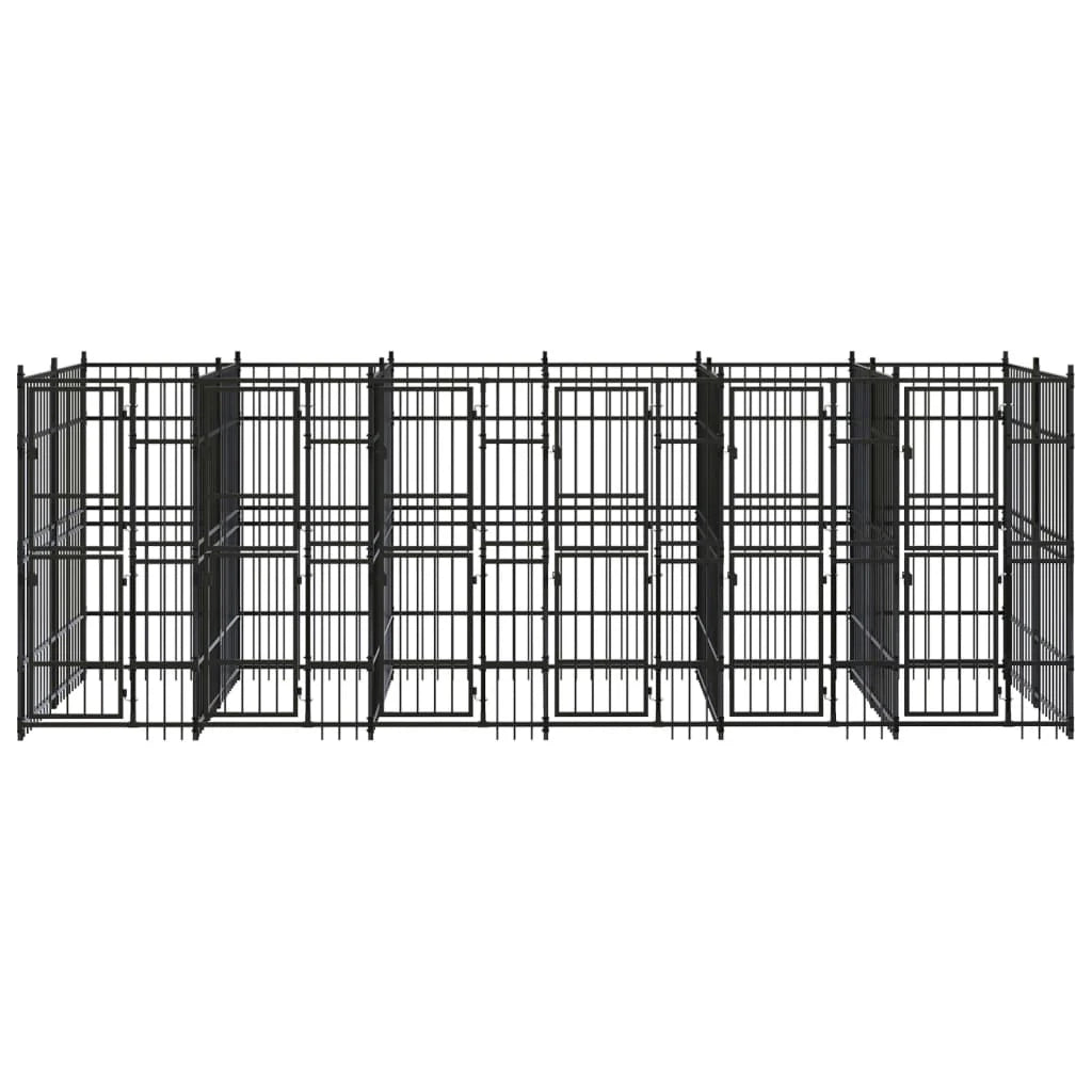 Cuccia/gabbia/recinto per cani da esterno acciaio 11,06 m² nero 02_0041778