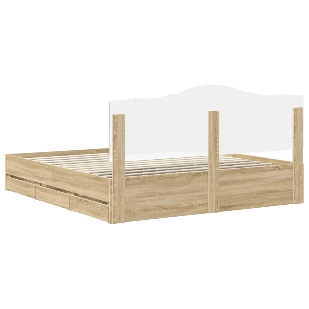 Struttura del letto con cassetto Rovere Sonoma 200 x 200 cm 3413382